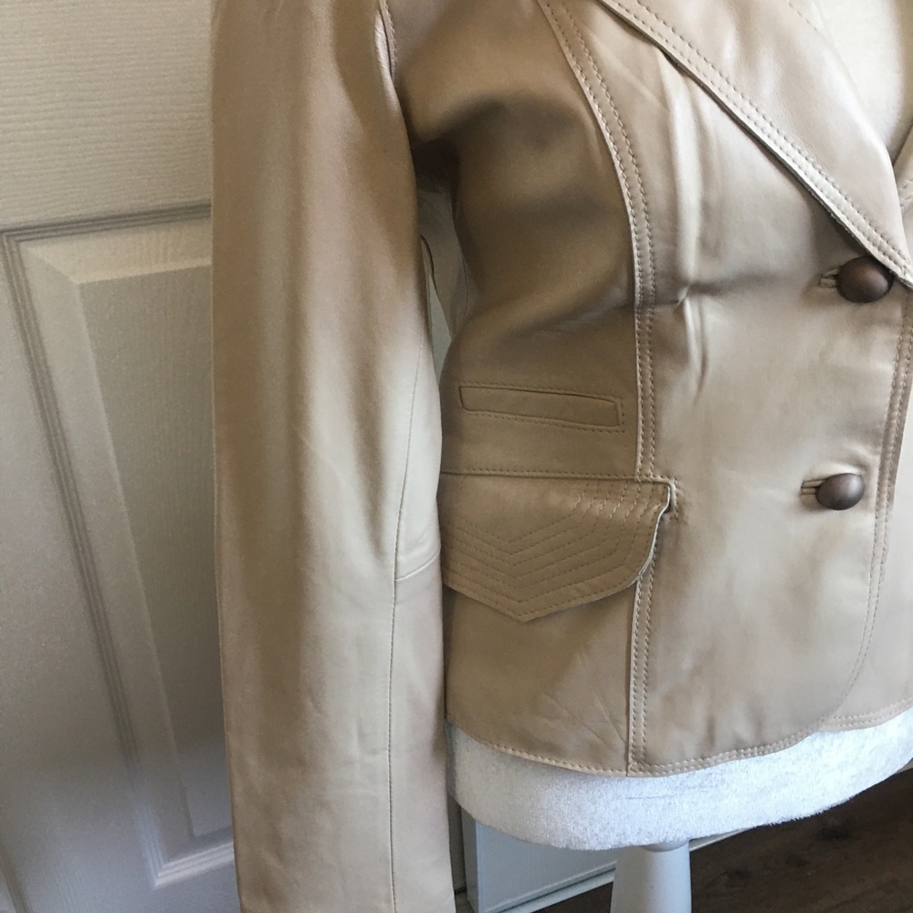 ALBERTO MAKALI beige lamb Leather jacket - Picture 7 of 11